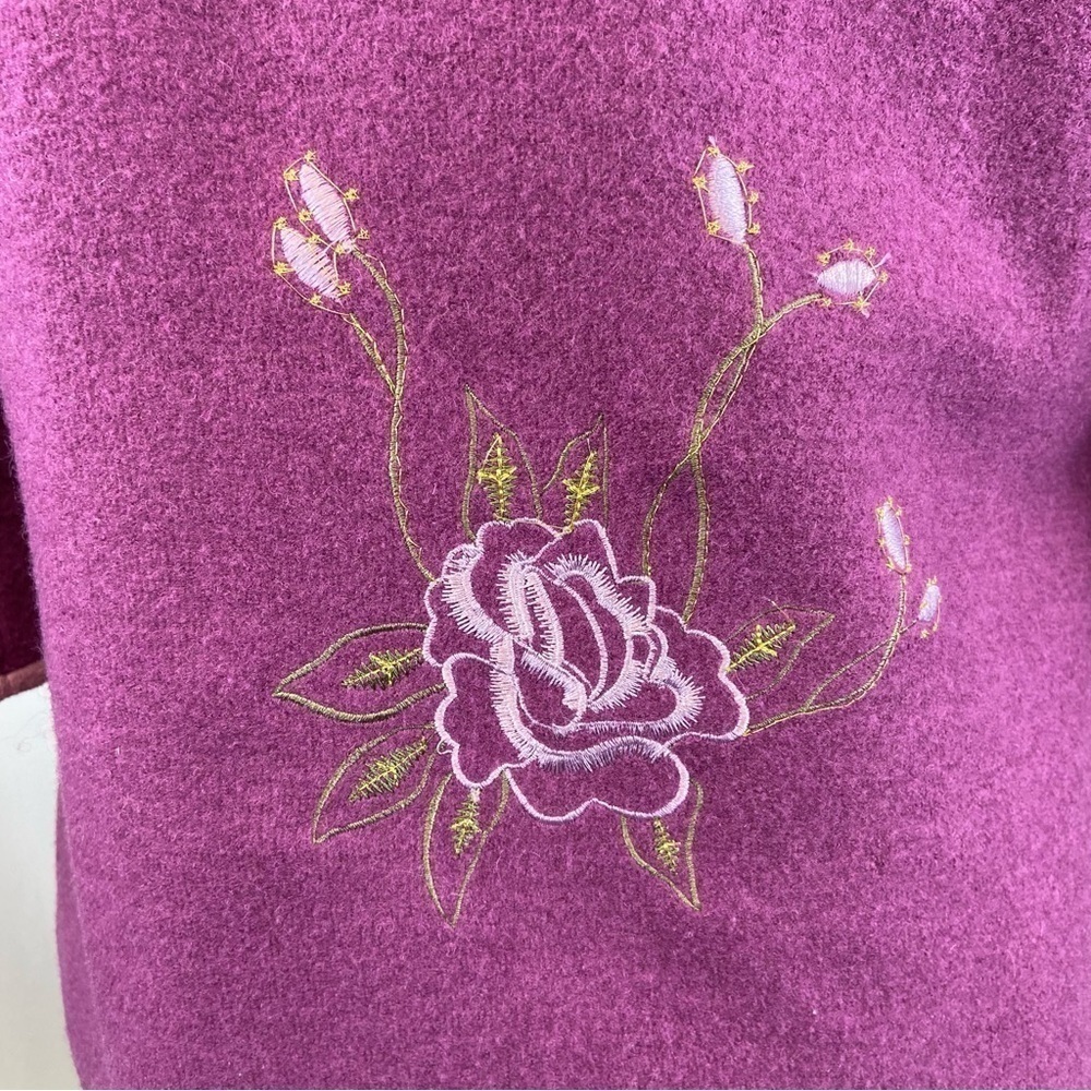 Wool Blend Cropped Jacket Embroidered Purple Fairy Whimsy Cottagecore Large Cute - Picture 6 of 15